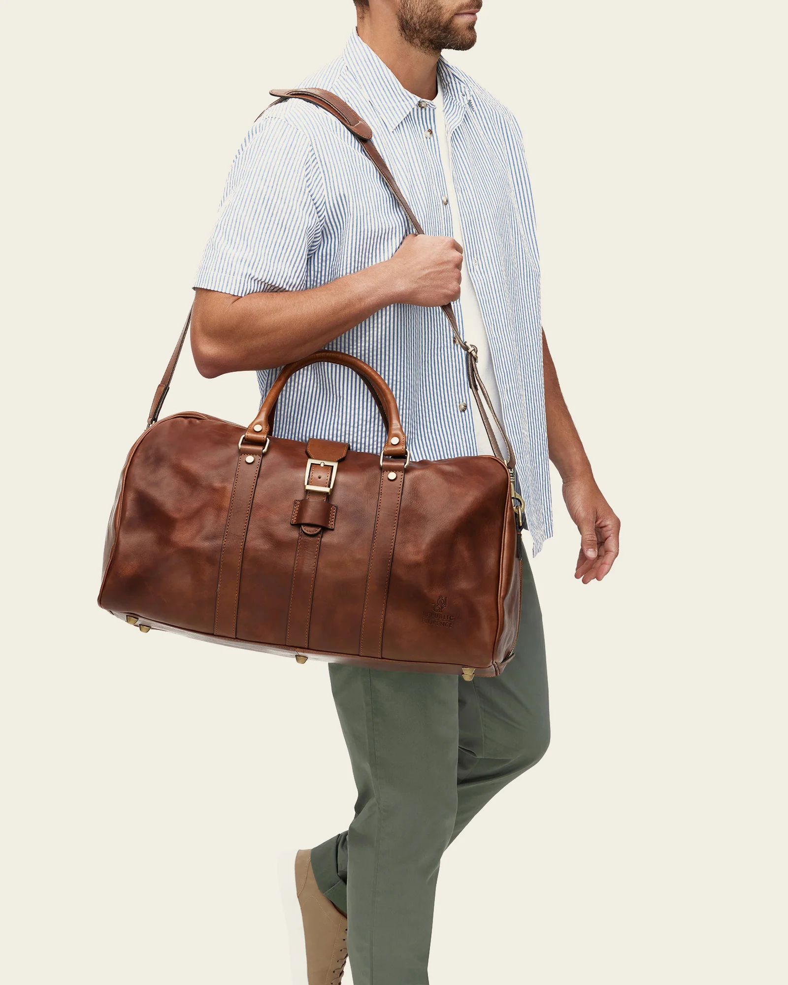 Amerigo Earth - Leather Weekender Bag - Image 4
