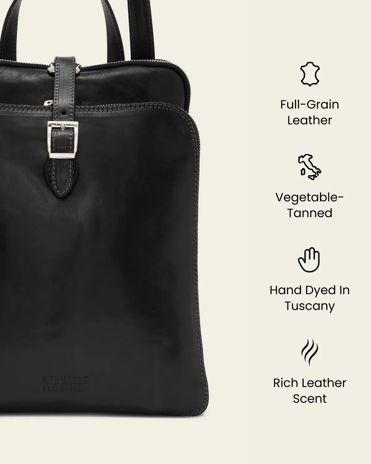 Emma Jet - 3-in-1 Convertible Leather Backpack - Image 9