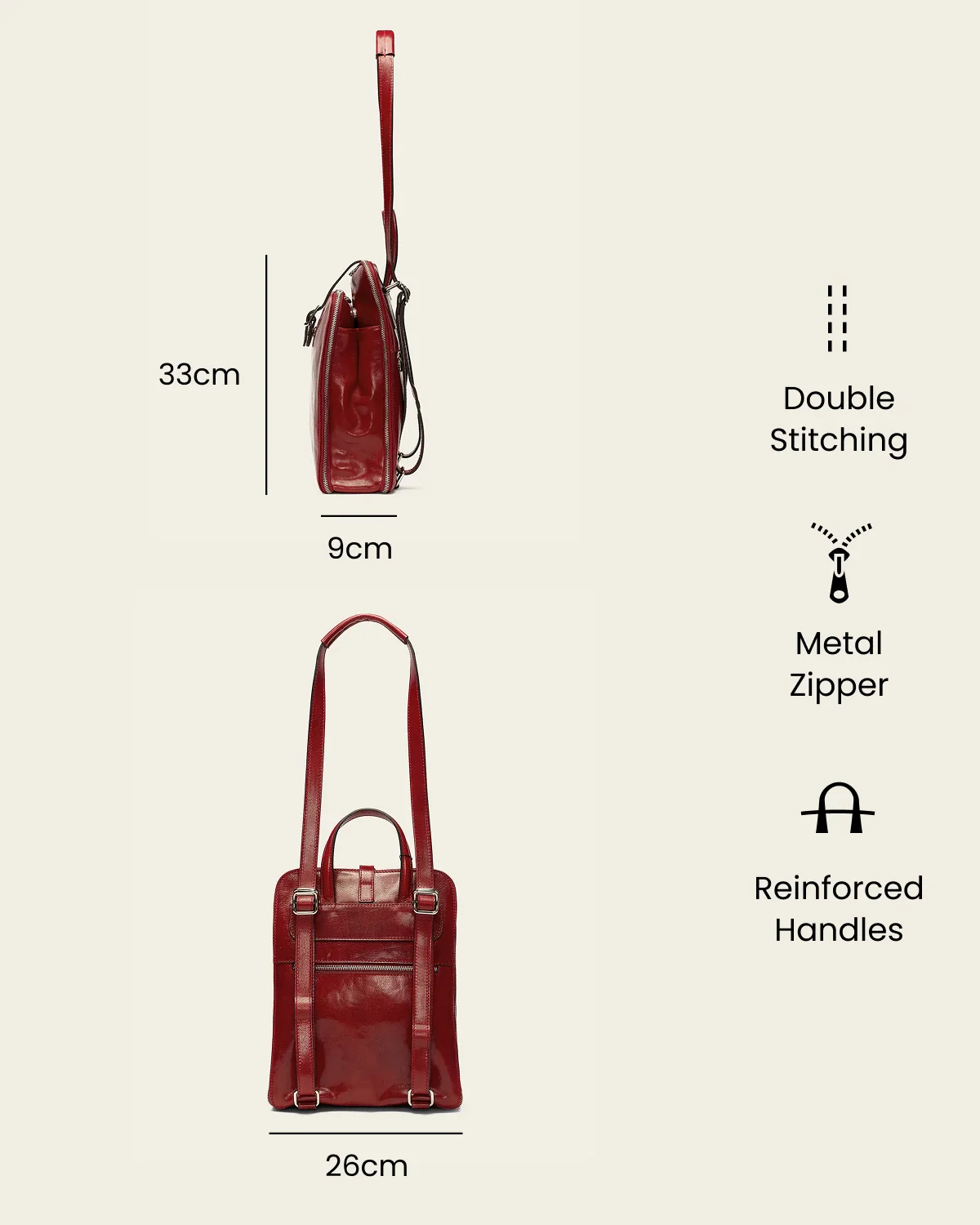 Emma Rosso - 3-in-1 Convertible Leather Backpack - Image 8