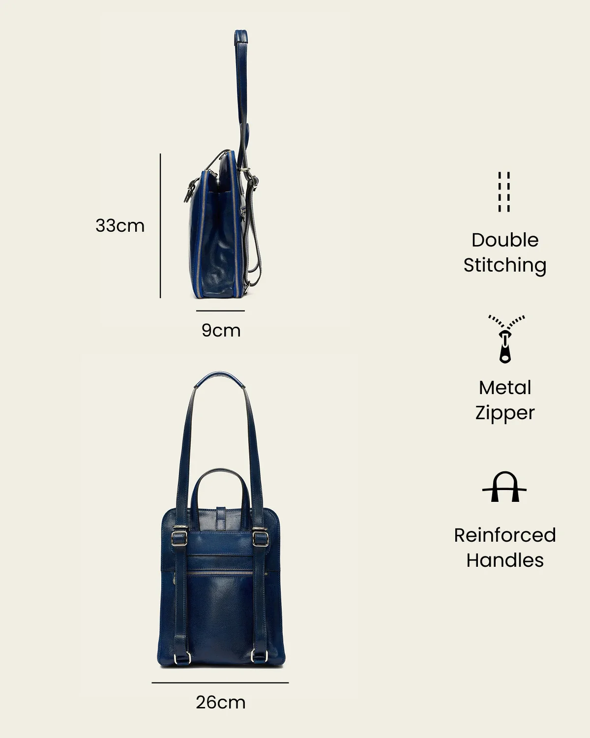 Emma Royal - 3-in-1 Convertible Leather Backpack - Image 8