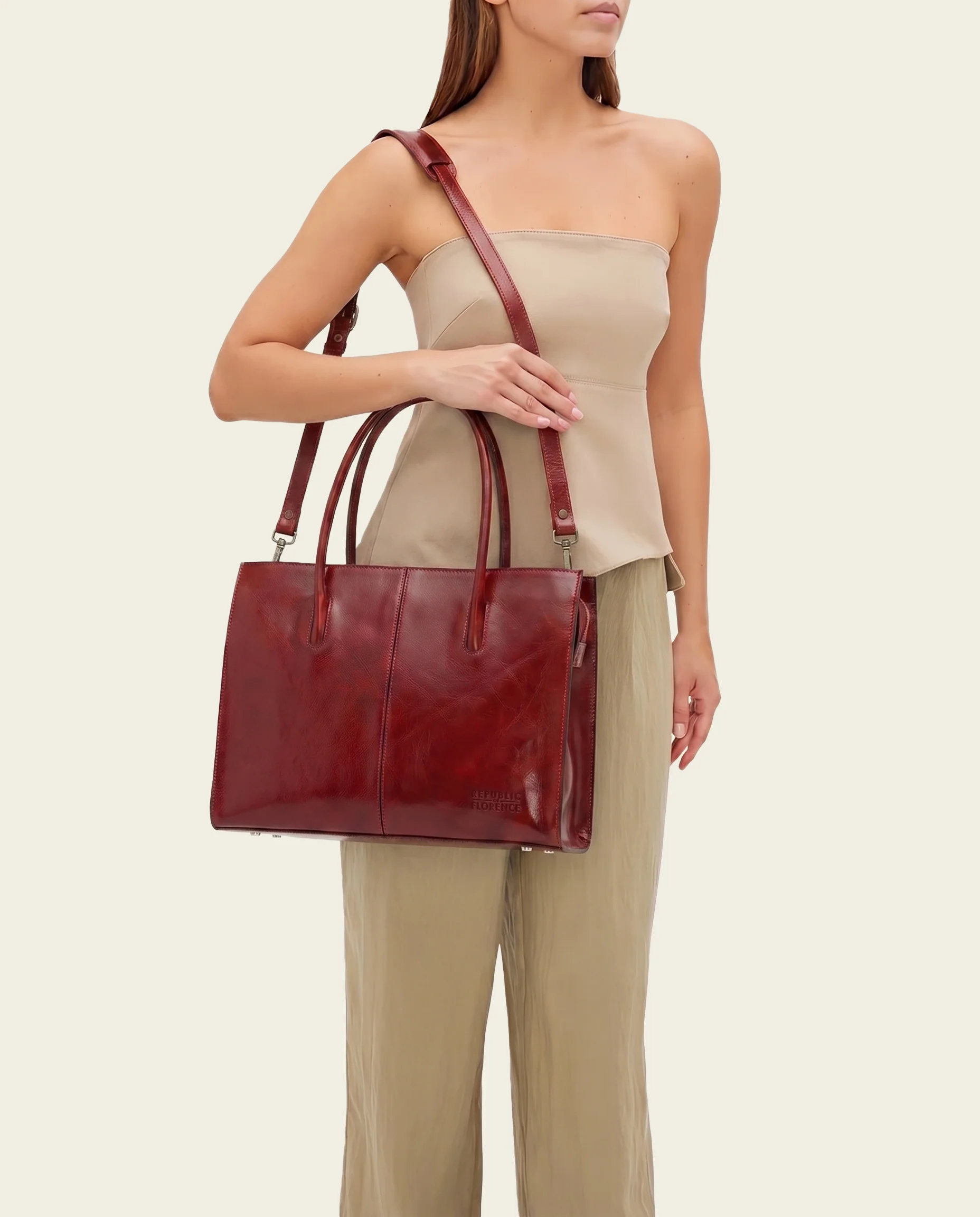 Florence Rosso - Leather Work Tote - Image 8