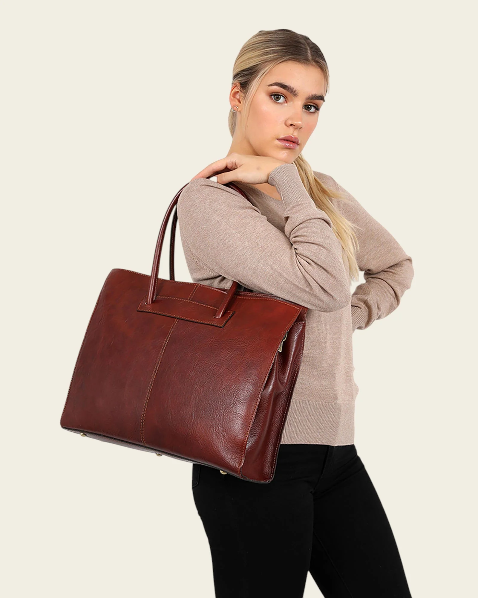 Florence Rosso - Leather Work Tote - Image 9
