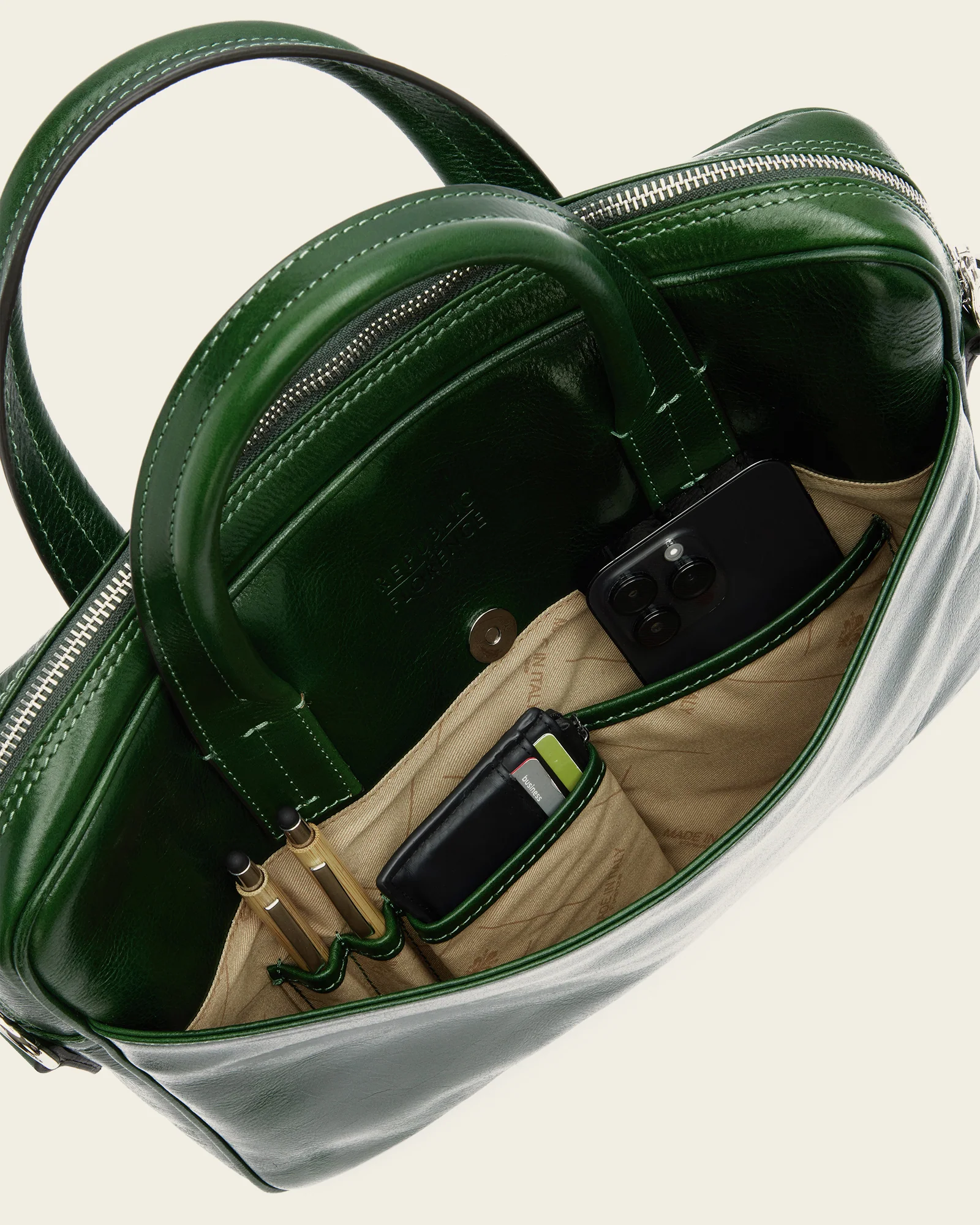 London Forest - 14" Leather Briefcase - Image 10