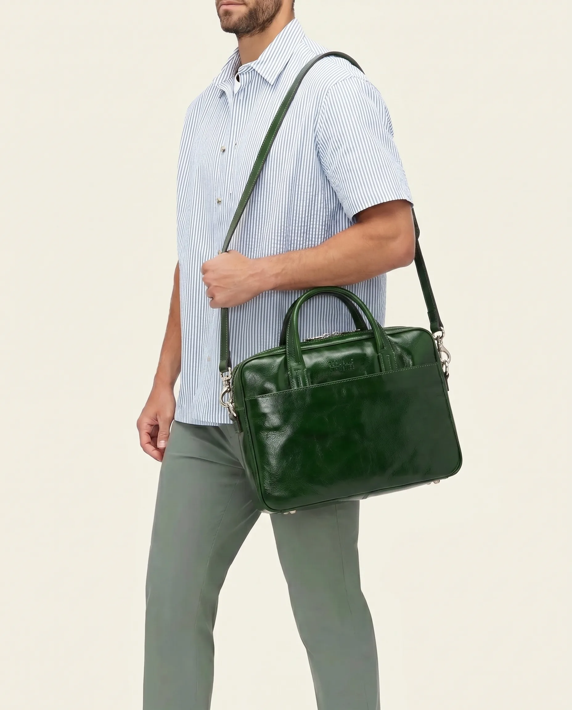 London Forest - 14" Leather Briefcase - Image 3