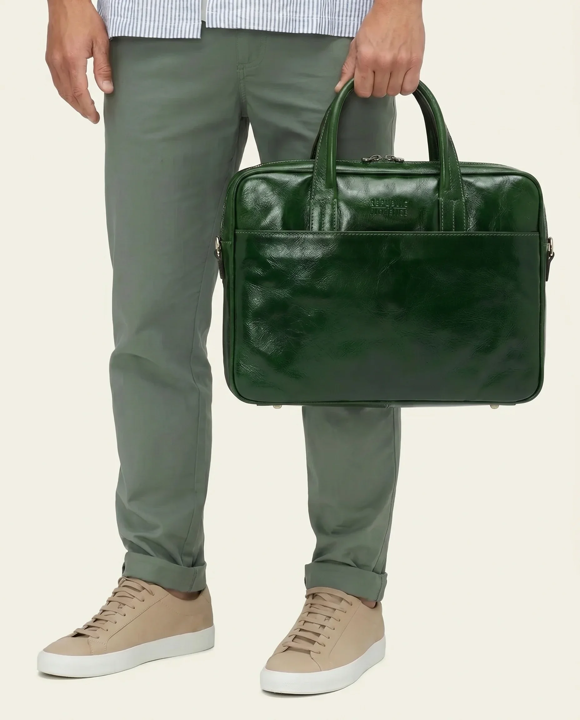 London Forest - 14" Leather Briefcase - Image 6