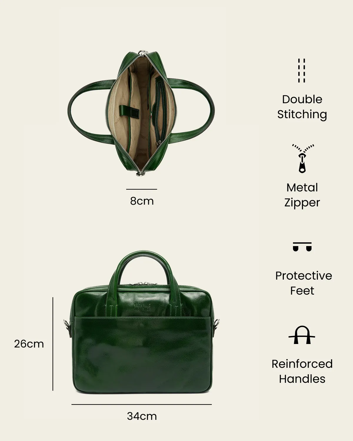 London Forest - 14" Leather Briefcase - Image 7