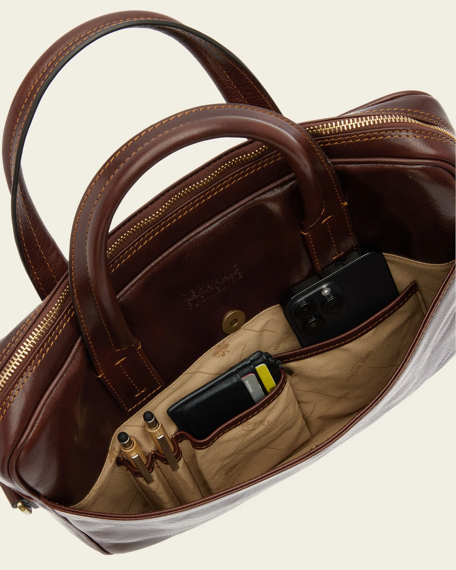 London Terra - 14" Leather Briefcase - Image 10