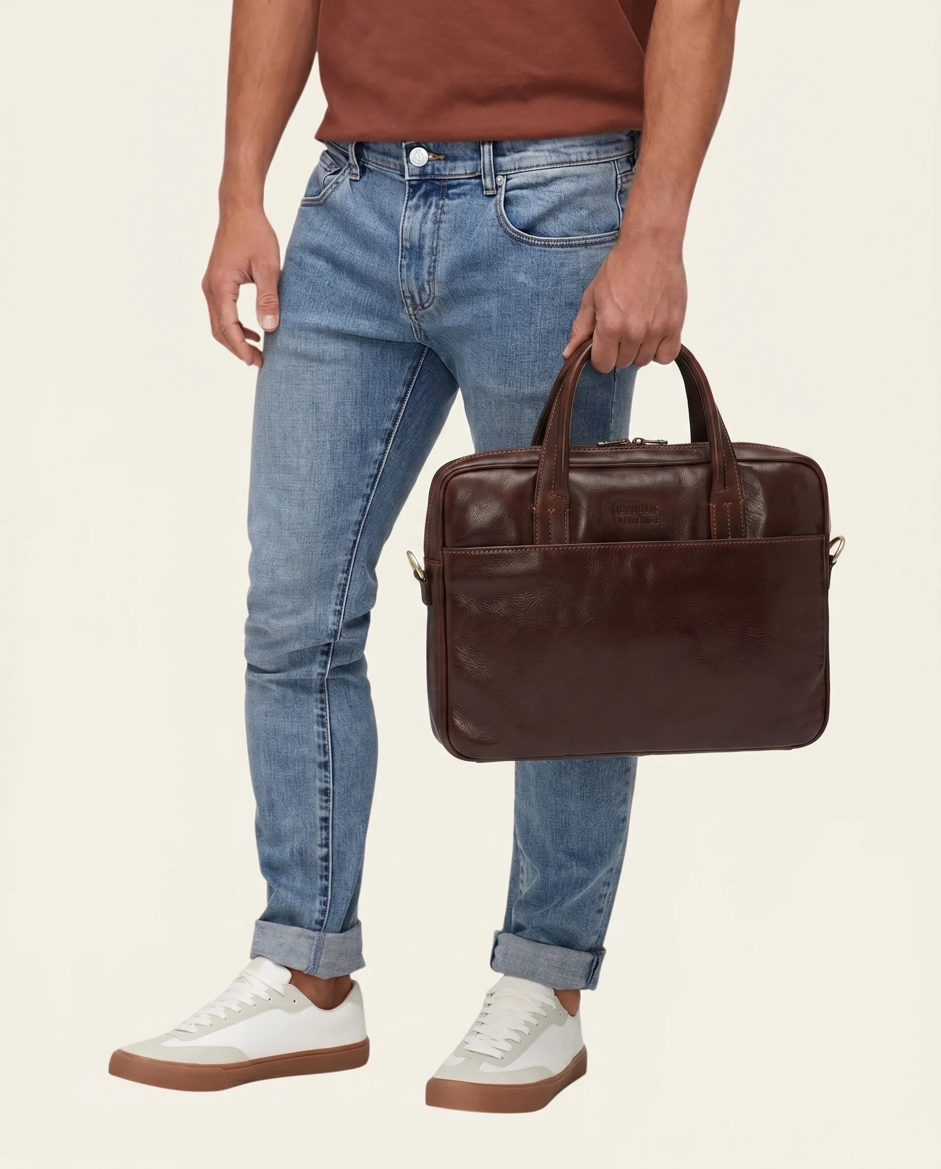 London Terra - 14" Leather Briefcase - Image 6