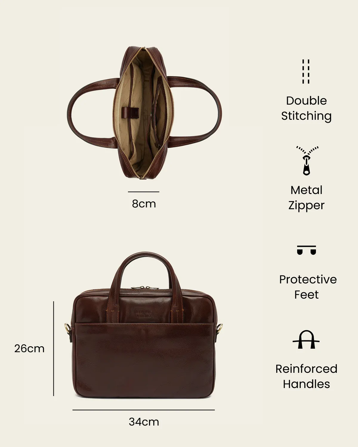 London Terra - 14" Leather Briefcase - Image 7