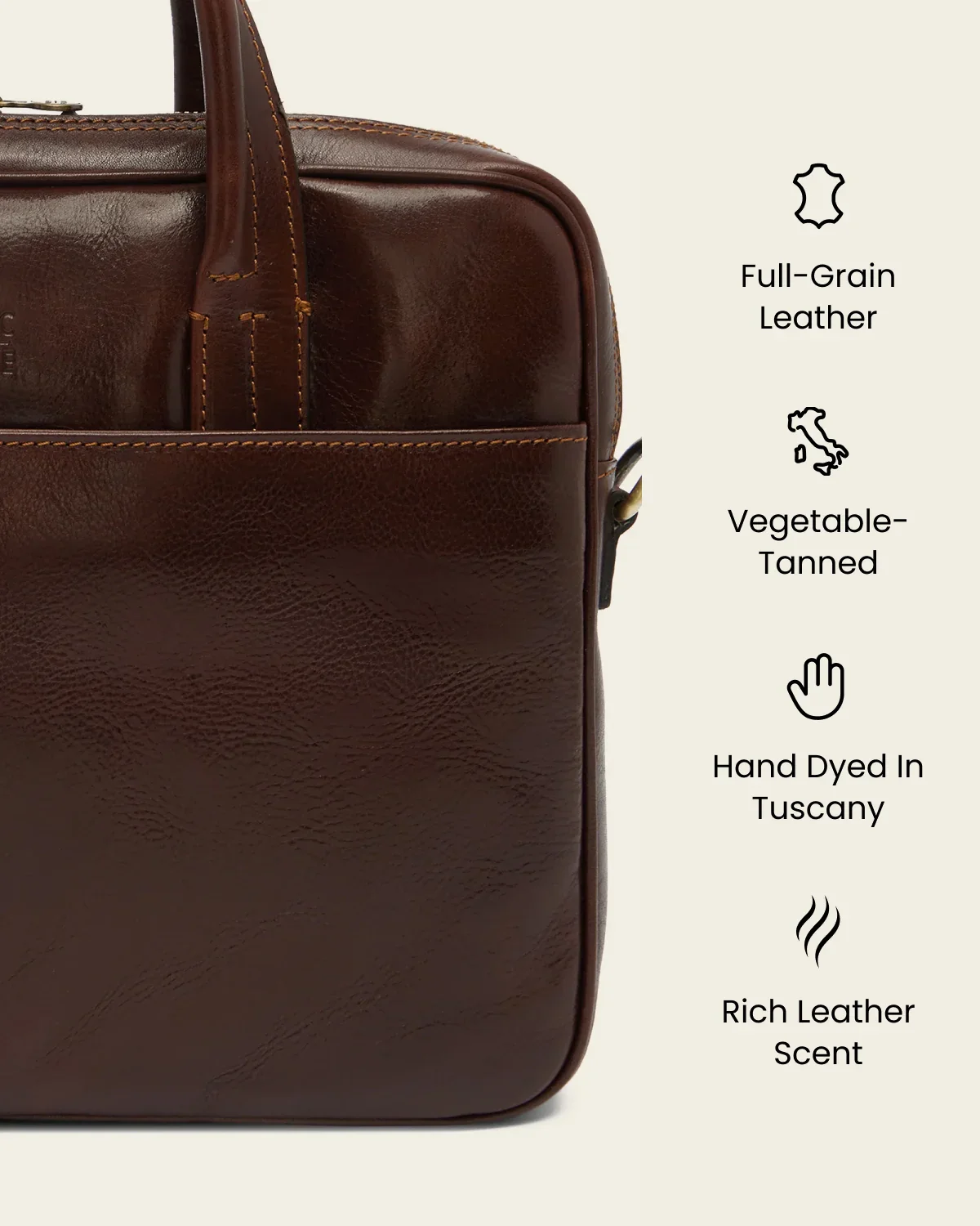 London Terra - 14" Leather Briefcase - Image 8
