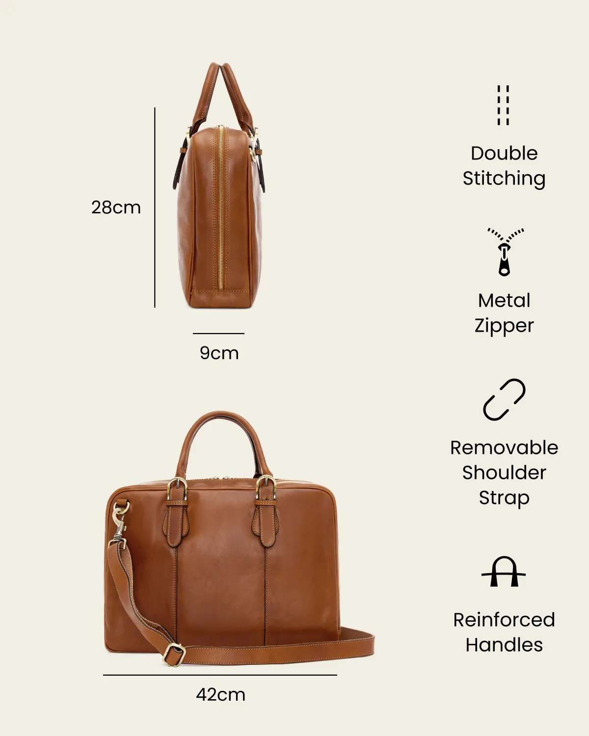 Madrid Burned - 16" Leather Briefcase - Image 7