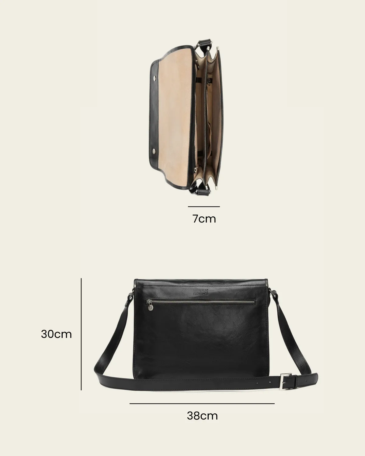 Nero Jet - 15" Leather Messenger Bag - Image 6