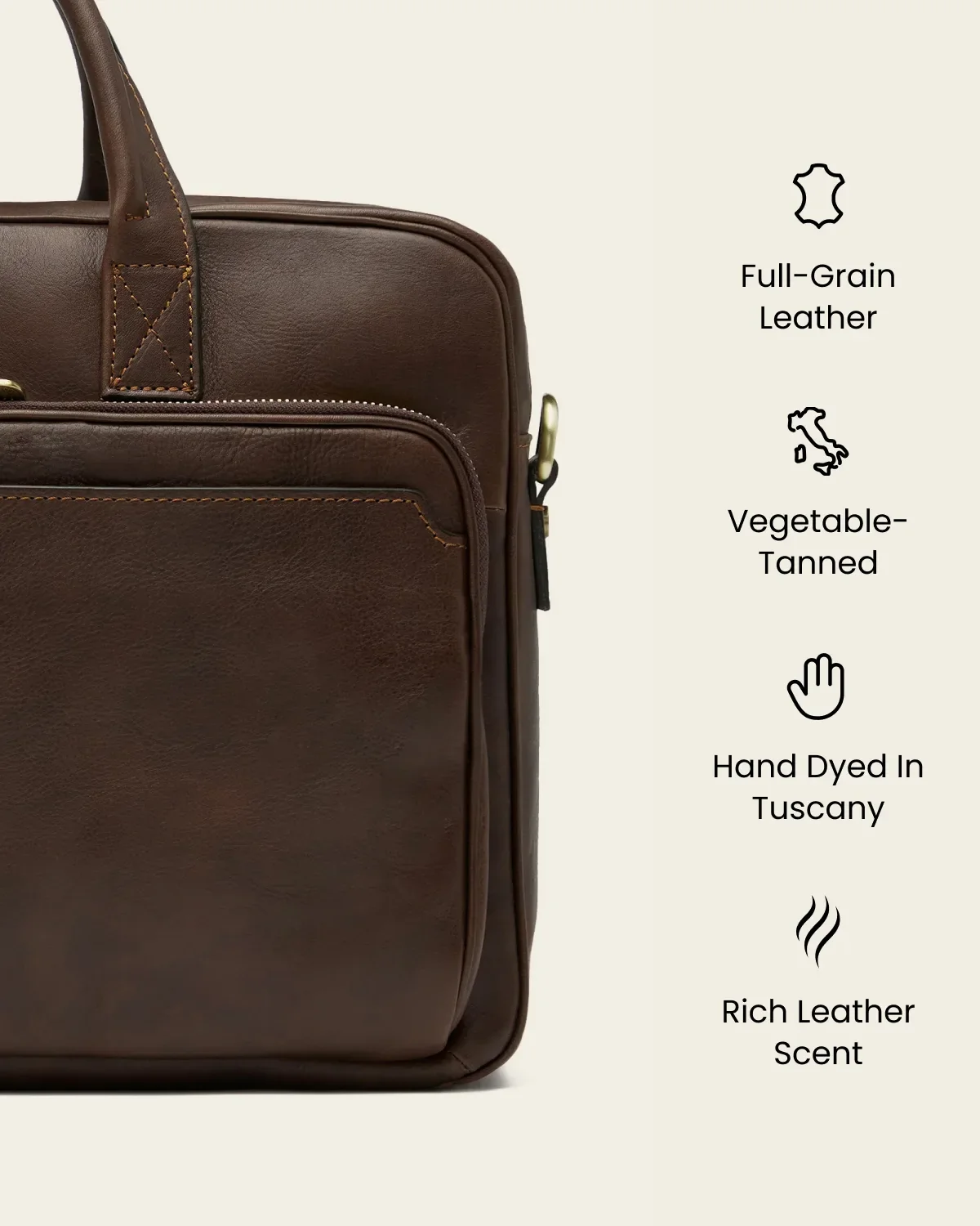 Pretoria Espresso - 15" Leather Laptop Briefcase - Image 9