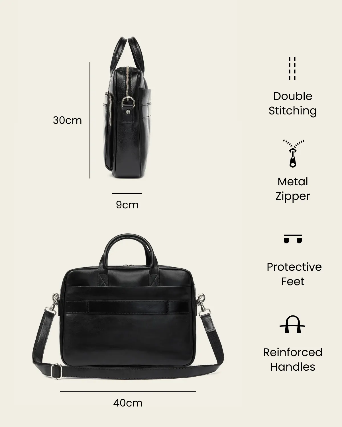 Pretoria Jet - 15" Leather Laptop Briefcase - Image 8
