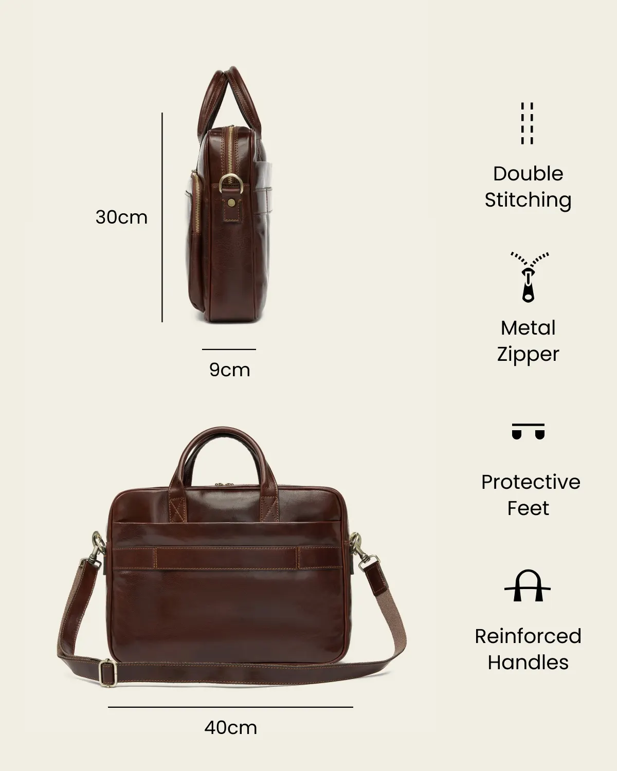 Pretoria Terra - 15" Leather Laptop Briefcase - Image 8